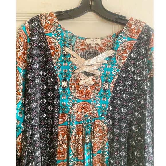 NEW Umgee Boho Lace Up Tunic Dress - Size Small - Picture 2 of 7